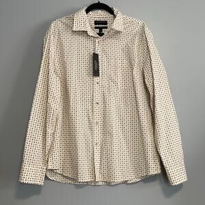 Banana Republic Cream Brown Paisley Button Down Dress Shirt NEW